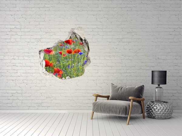 Autocolant gaură 3D Un paradis al florilor în spatele zidului