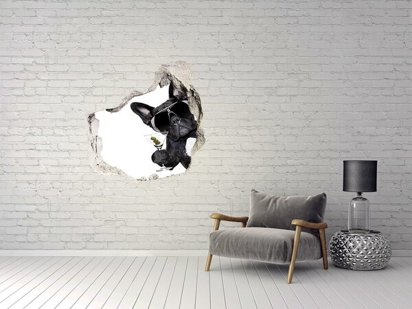 Autocolant un zid spart cu priveliște Câine elegant cu o băutură