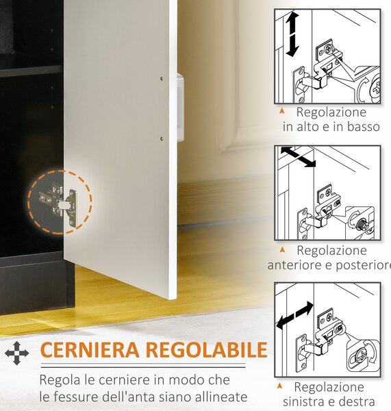 Dulap HOMCOM cu Sertar și Raft Ajustabil, Sistem Anti-Cădere, MDF, 60x40x90 cm, Alb Negru | Aosom Romania