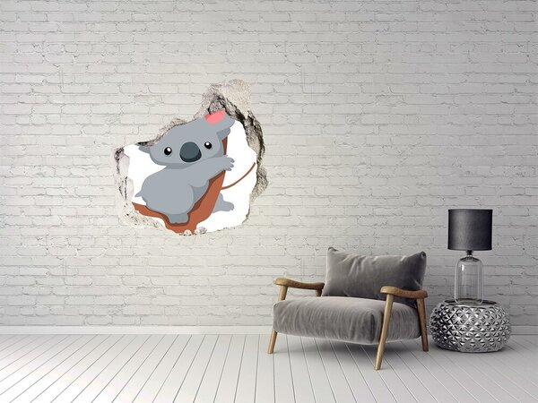 Fototapet un zid spart cu priveliște Koala într-o gaură în perete