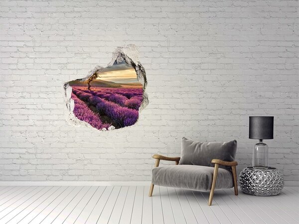 Autocolant 3D gaura cu priveliște Câmpuri de lavandă la apus