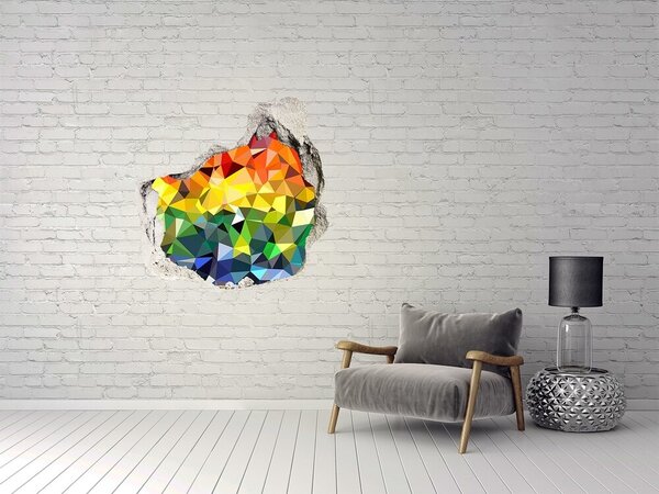 Autocolant 3D gaura cu priveliște Gaură colorată în perete