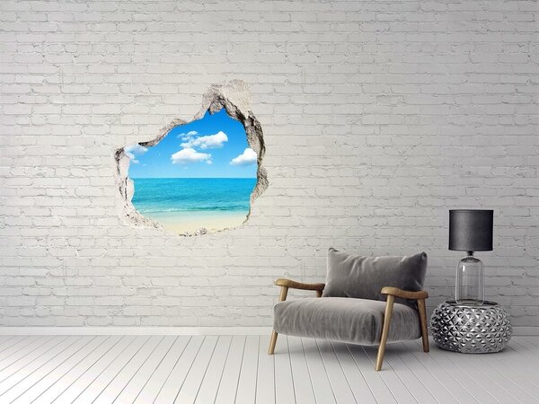 Autocolant de perete gaură 3D Vedere a unei plaje tropicale