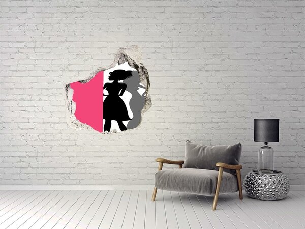 Autocolant de perete gaură 3D Figură elegantă într-o gaură din perete