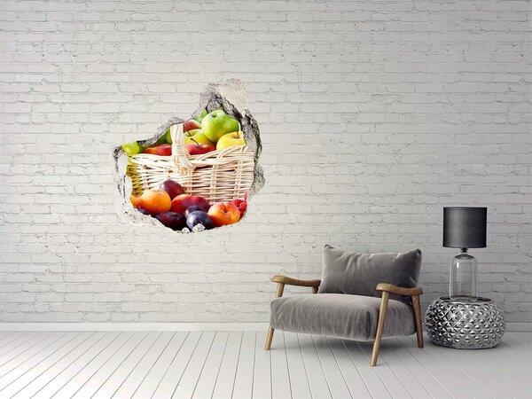 Autocolant gaură 3D Un coș plin de fructe