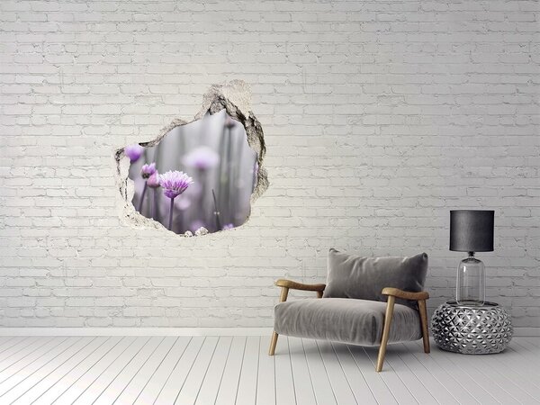 Autocolant gaură 3D Un paradis al florilor în spatele zidului