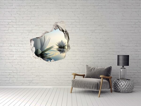 Autocolant de perete gaură 3D Flori de lotus pe apă