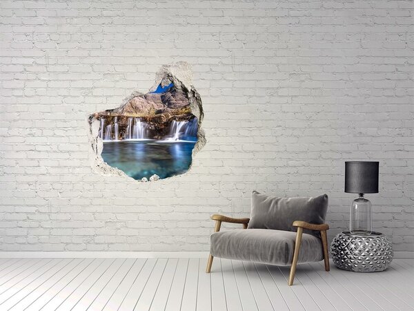Fototapet 3D gaură în perete Cascadă în munți