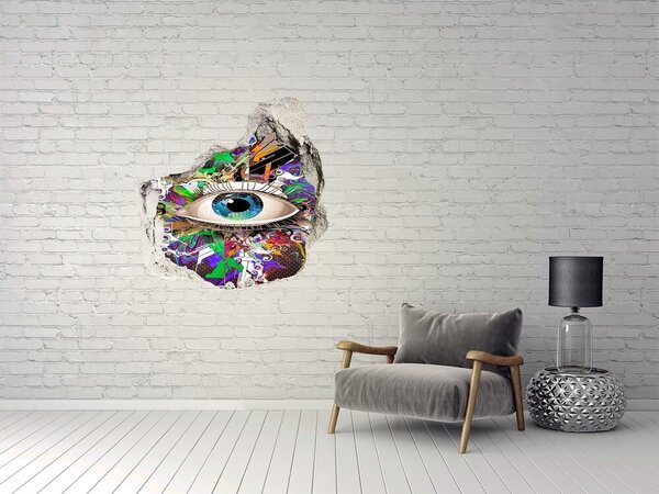 Fototapet 3D gaură în perete Un ochi într-o compoziție colorată