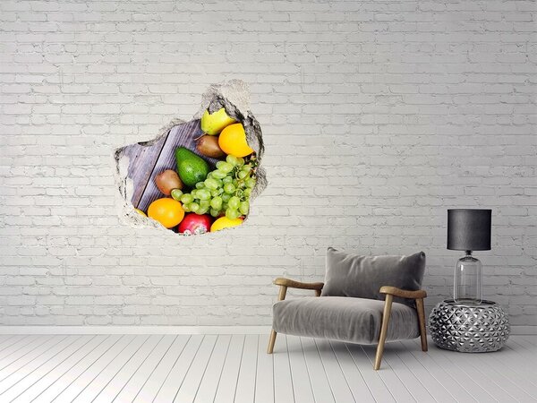 Fototapet 3D gaură în perete Paradisul fructelor din spatele zidului