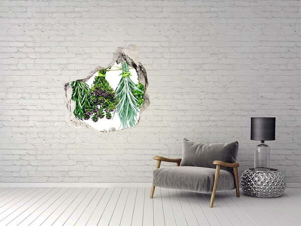 Autocolant 3D gaura cu priveliște Grădina de plante aromatice „Gauă în perete”