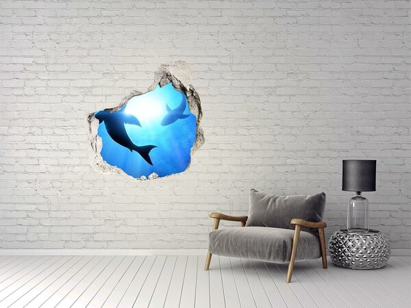 Fototapet un zid spart cu priveliște Lumea subacvatică cu rechini