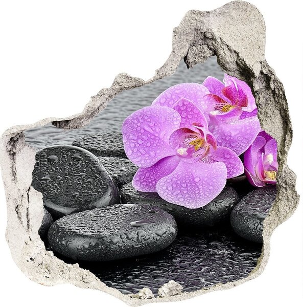 Autocolant de perete gaură 3D pietre orhidee