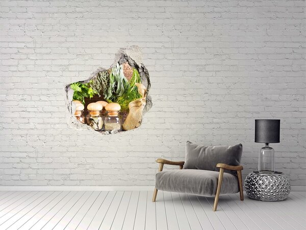 Autocolant de perete gaură 3D Colț de plante aromatice în bucătărie