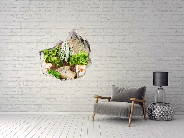 Fototapet 3D gaură în perete Bucătărie verde cu ierburi aromatice