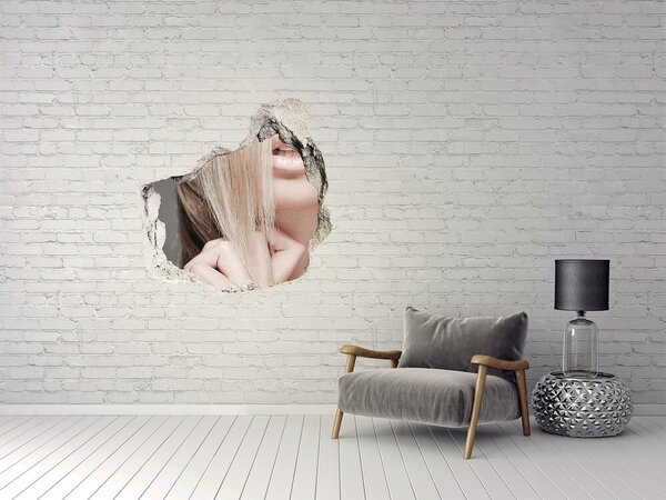 Fototapet 3D gaură în perete O privire fermecătoare de după zid