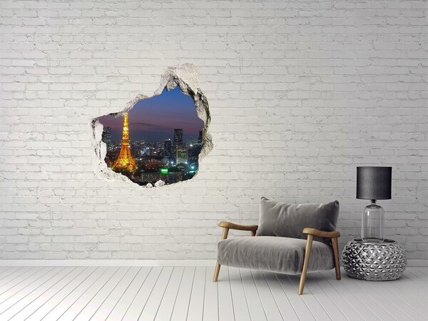 Autocolant de perete gaură 3D Vedere a orașului Tokyo noaptea