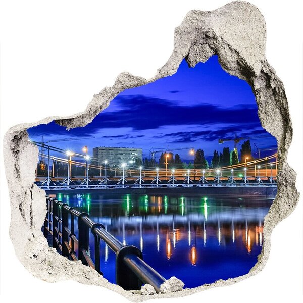 Autocolant 3D gaura cu priveliște Wroclaw pe timp de noapte