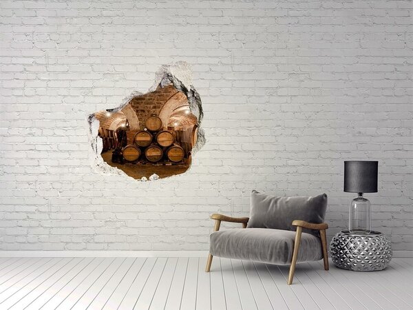 Autocolant 3D gaura cu priveliște Interiorul unei crame cu butoaie