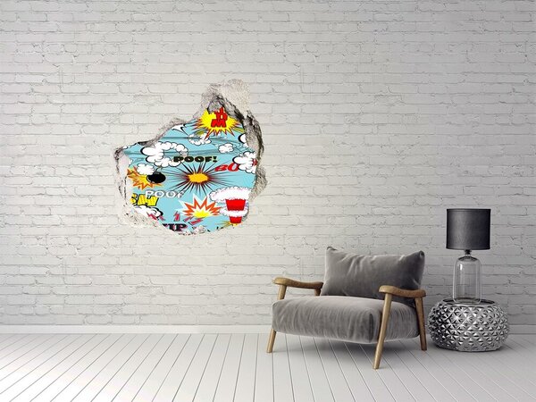 Fototapet 3D gaură în perete Explozie creativă de benzi desenate