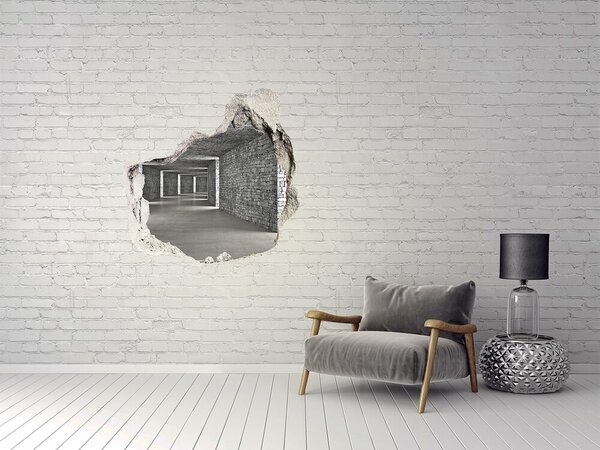 Autocolant 3D gaura cu priveliște Un zid în ruine care dă spre un spațiu gol