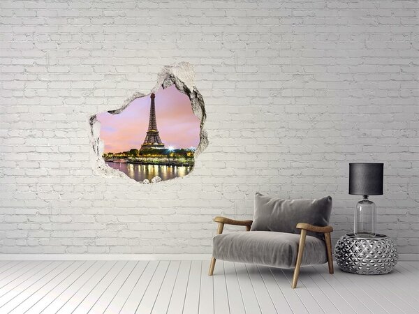 Fototapet 3D gaură în perete Turnul Eiffel la amurg