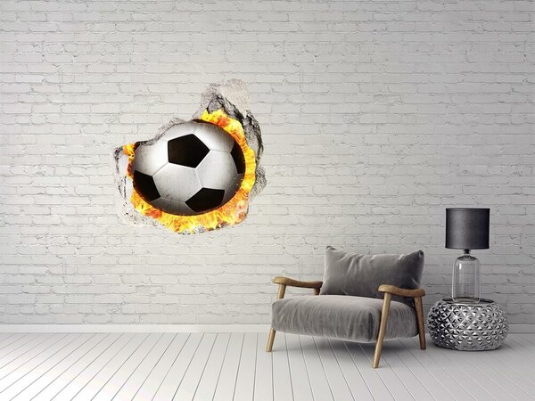 Fototapet 3D gaură în perete Fotbal în flăcări