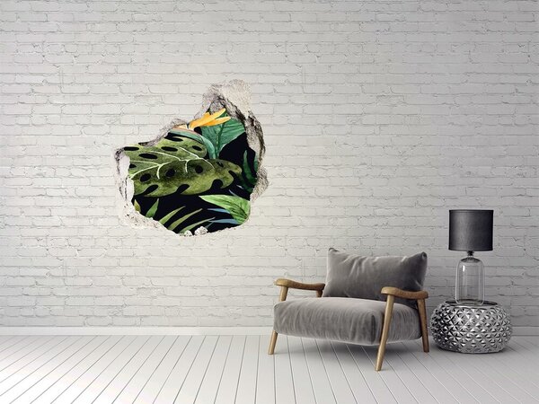 Fototapet un zid spart cu priveliște Jungla tropicală din spatele zidului