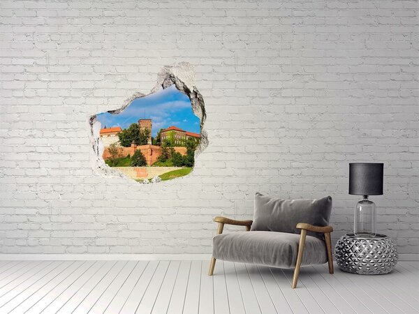 Autocolant de perete gaură 3D Castelul de pe deal