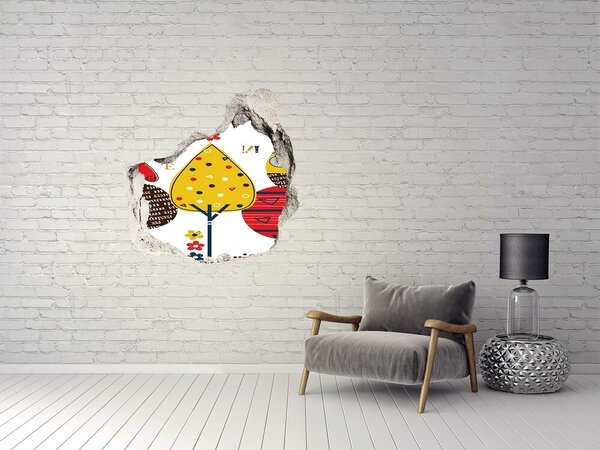 Fototapet 3D gaură în perete Copaci colorați într-o gaură în perete