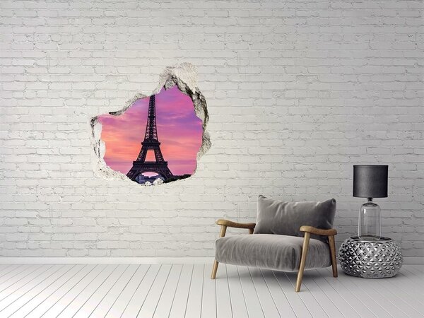 Autocolant de perete gaură 3D Turnul Eiffel la apus