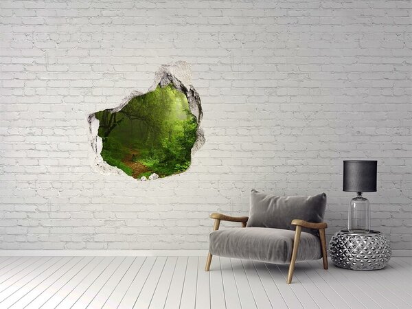 Autocolant gaură 3D Pădure verde cu o potecă forestieră