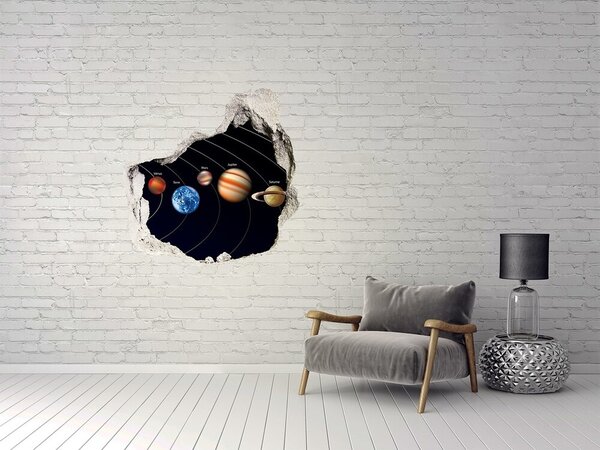 Fototapet 3D gaură în perete Sistemul solar în gaura din perete