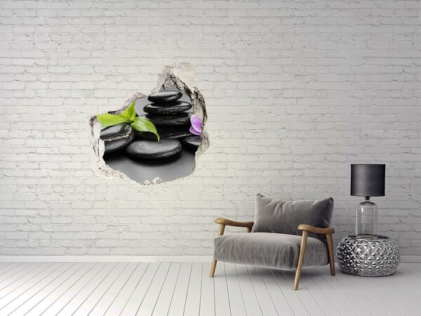 Fototapet un zid spart cu priveliște O priveliște relaxantă cu pietre și plante