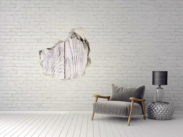 Fototapet 3D gaură în perete Placă de lemn într-un perete deteriorat