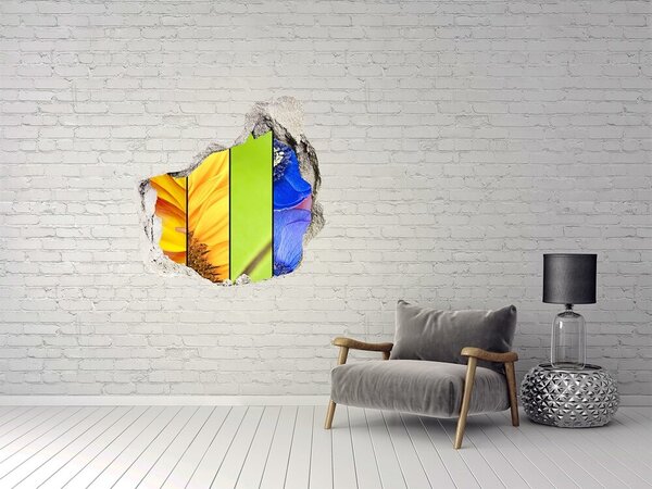 Autocolant gaură 3D Lumea florală din spatele peretelui