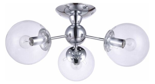 Candelabru Klausen Sedna 3 Argintiu, 3xE27, Design Clasic Metal si Sticla, Diametru 60 cm, Inaltime 20 cm, Iluminat Elegant pentru Living sau Dining