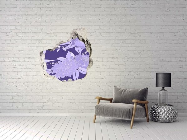 Fototapet un zid spart cu priveliște Motiv floral pe fundal violet