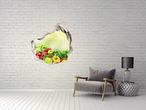 Autocolant gaură 3D Fructe și legume în grădină