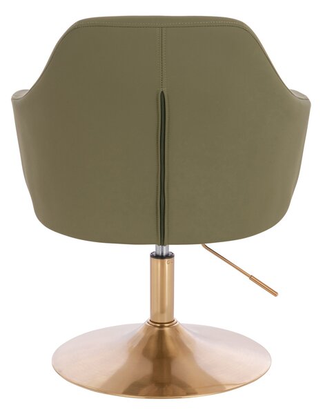 HR831N Scaun Khaki Piele Ecologica Premium Soft cu Bază Aurie