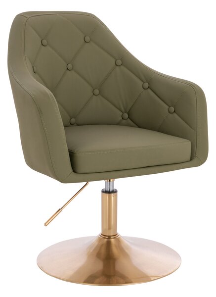 HR831N Scaun Khaki Piele Ecologica Premium Soft cu Bază Aurie