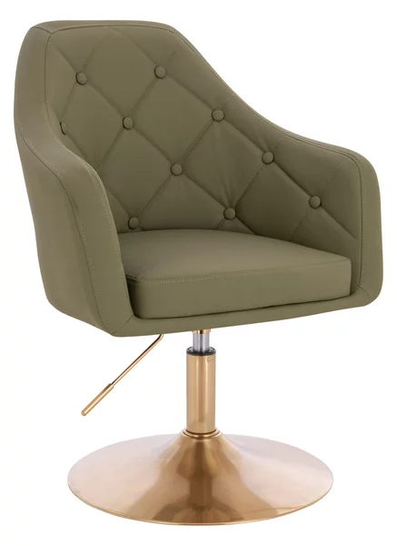 HR831N Scaun Khaki Piele Ecologica Premium Soft cu Bază Aurie