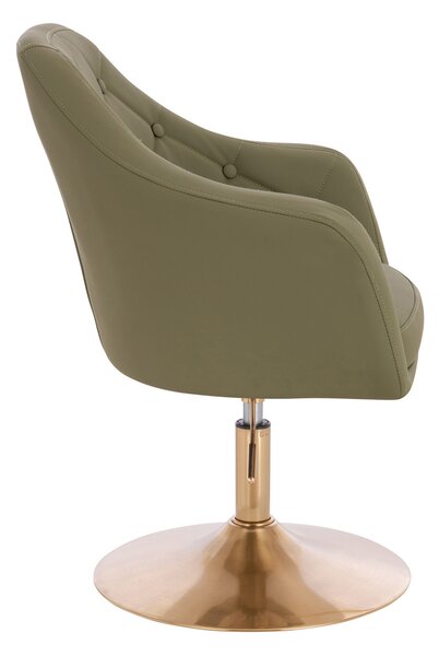 HR831N Scaun Khaki Piele Ecologica Premium Soft cu Bază Aurie