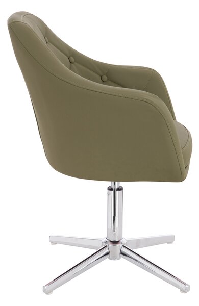 HR831CROSS Scaun Khaki Piele Ecologica Premium Soft cu Bază Cromata