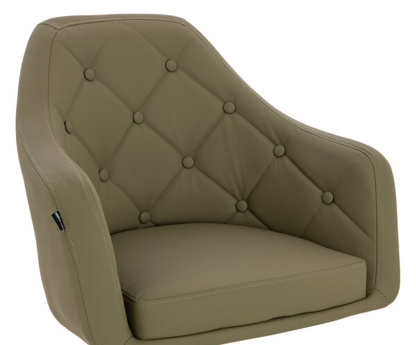 HR831K Scaun Khaki Piele Ecologica Premium Soft cu Bază Neagră