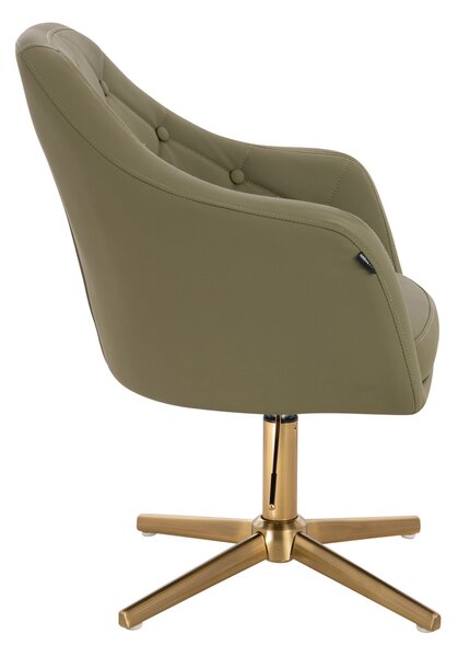HR831CROSS Scaun Khaki Piele Ecologica Premium Soft cu Bază Aurie