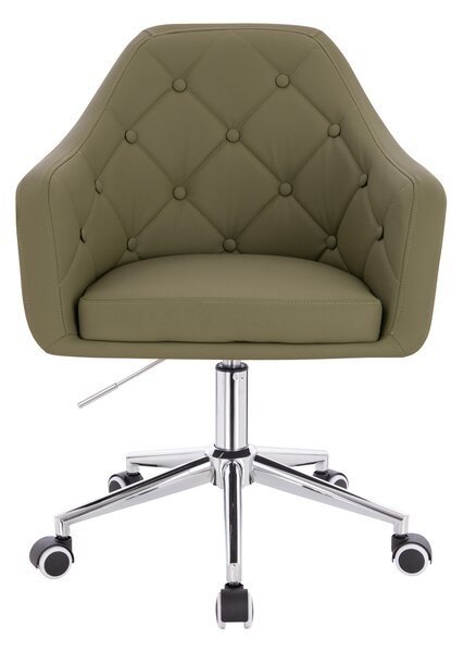 HR831K Scaun Khaki Piele Ecologica Premium Soft cu Bază Cromata