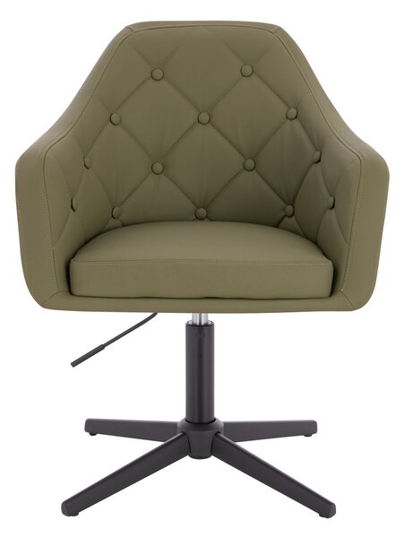 HR831CROSS Scaun Khaki Piele Ecologica Premium Soft cu Bază Neagră