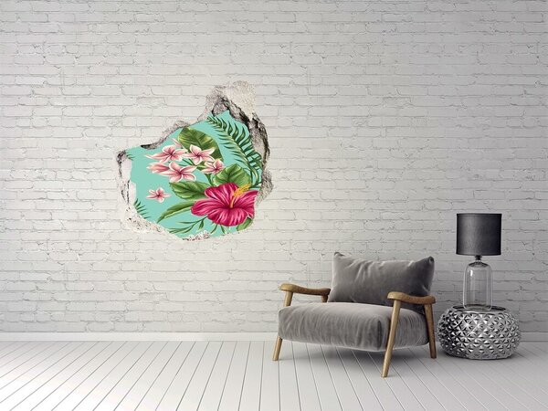 Fototapet 3D gaură în perete Paradis tropical cu flori