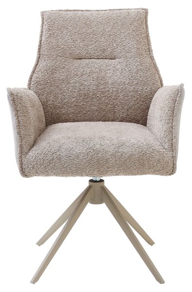 Scaun KAYLA, grej/bej, stofa buclata/stofa clasica/metal, 58x63x88 cm